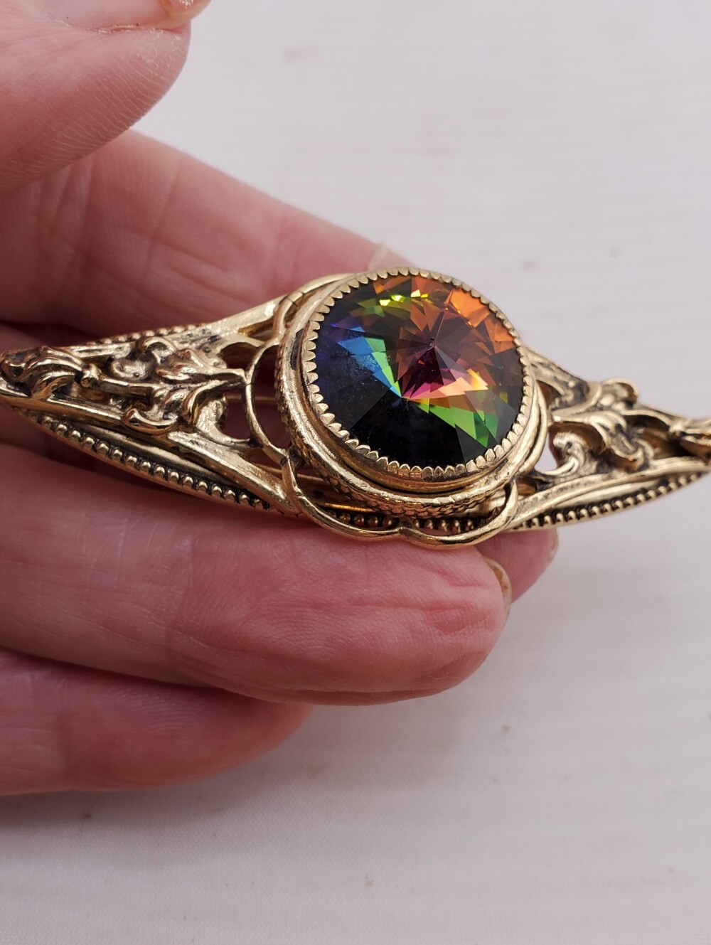 Watermelon Rainbow Rivoli Brooch - Picture 4 of 6